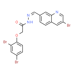 ChemSpider 2D Image | N'-[(Z)-(3-Bromo-7-quinolinyl)methylene]-2-(2,4-dibromophenoxy)acetohydrazide | C18H12Br3N3O2