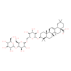 ChemSpider 2D Image | (3beta)-3-{[alpha-D-Glucopyranosyl-(1->4)-beta-D-glucopyranosyl-(1->6)-beta-D-glucopyranosyl]oxy}olean-12-en-28-oic acid | C48H78O18