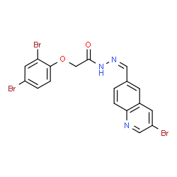 ChemSpider 2D Image | N'-[(Z)-(3-Bromo-6-quinolinyl)methylene]-2-(2,4-dibromophenoxy)acetohydrazide | C18H12Br3N3O2