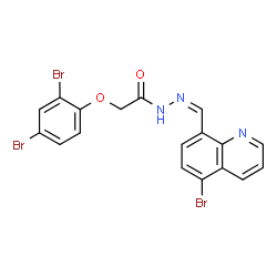 ChemSpider 2D Image | N'-[(Z)-(5-Bromo-8-quinolinyl)methylene]-2-(2,4-dibromophenoxy)acetohydrazide | C18H12Br3N3O2