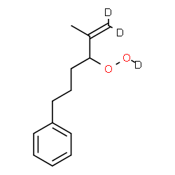 ChemSpider 2D Image | 2-Methyl-6-phenyl(1,1-~2~H_2_)-1-hexen-3-yl (~2~H)hydroperoxide | C13H15D3O2