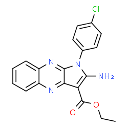 ChemSpider 2D Image | Ethyl 2-amino-1-(4-chlorophenyl)-1H-pyrrolo[2,3-b]quinoxaline-3-carboxylate | C19H15ClN4O2