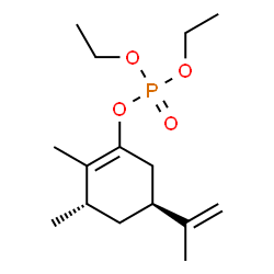ChemSpider 2D Image | Diethyl (3S,5S)-5-isopropenyl-2,3-dimethyl-1-cyclohexen-1-yl phosphate | C15H27O4P