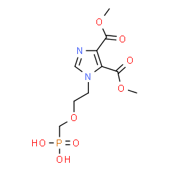ChemSpider 2D Image | ({2-[4,5-Bis(methoxycarbonyl)-1H-imidazol-1-yl]ethoxy}methyl)phosphonic acid | C10H15N2O8P
