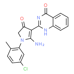 ChemSpider 2D Image | 2-[2-Amino-1-(5-chloro-2-methylphenyl)-4-oxo-4,5-dihydro-1H-pyrrol-3-yl]-4(1H)-quinazolinone | C19H15ClN4O2
