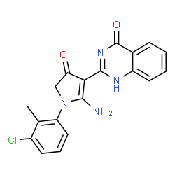 ChemSpider 2D Image | 2-[2-Amino-1-(3-chloro-2-methylphenyl)-4-oxo-4,5-dihydro-1H-pyrrol-3-yl]-4(1H)-quinazolinone | C19H15ClN4O2