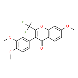 ChemSpider 2D Image | 3-(3,4-Dimethoxyphenyl)-7-methoxy-2-(trifluoromethyl)-4H-chromen-4-one | C19H15F3O5