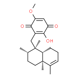 ChemSpider 2D Image | 2-Hydroxy-5-methoxy-3-{[(1R,2S,4aS,8aS)-1,2,4a,5-tetramethyl-1,2,3,4,4a,7,8,8a-octahydro-1-naphthalenyl]methyl}-1,4-benzoquinone | C22H30O4