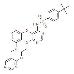ChemSpider 2D Image | 4-tert-butyl-N-{5-(3-methoxyphenoxy)-6-[2-(pyrimidin-4-yloxy)ethoxy]pyrimidin-4-yl}benzenesulfonamide | C27H29N5O6S