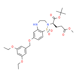 ChemSpider 2D Image | 5-Methyl 1-(2-methyl-2-propanyl) (2R)-2-{7-[(3,5-diethoxybenzyl)oxy]-1,1-dioxido-4,5-dihydro-1,2,5-benzothiadiazepin-2(3H)-yl}pentanedioate | C29H40N2O9S