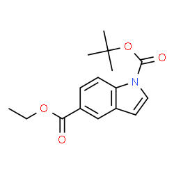 ChemSpider 2D Image | 1-tert-Butyl 5-ethyl 1H-indole-1,5-dicarboxylate | C16H19NO4