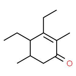 ChemSpider 2D Image | 3,4-Diethyl-2,5-dimethyl-2-cyclohexen-1-one | C12H20O