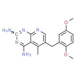 ChemSpider 2D Image | 6-(2,5-Dimethoxybenzyl)-5-methyl(2-~14~C)pyrido[2,3-d]pyrimidine-2,4-diamine | C1614CH19N5O2