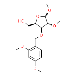 ChemSpider 2D Image | Methyl 3-O-(2,4-dimethoxybenzyl)-2-O-methyl-beta-D-xylofuranoside | C16H24O7