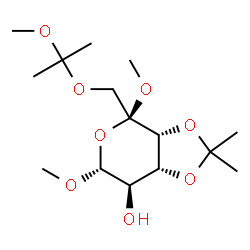 ChemSpider 2D Image | (3aR,4R,6R,7R,7aR)-4,6-Dimethoxy-4-{[(2-methoxy-2-propanyl)oxy]methyl}-2,2-dimethyltetrahydro-4H-[1,3]dioxolo[4,5-c]pyran-7-ol | C15H28O8