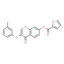 ChemSpider 2D Image | 3-(3-Methylphenoxy)-4-oxo-4H-chromen-7-yl 2-furoate | C21H14O6