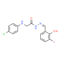 ChemSpider 2D Image | 2-[(4-Chlorophenyl)amino]-N'-[(Z)-(2-hydroxy-3-iodophenyl)methylene]acetohydrazide (non-preferred name) | C15H13ClIN3O2