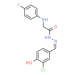 ChemSpider 2D Image | N'-[(Z)-(3-Chloro-4-hydroxyphenyl)methylene]-2-[(4-iodophenyl)amino]acetohydrazide (non-preferred name) | C15H13ClIN3O2