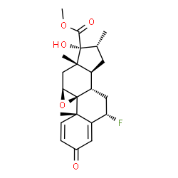 ChemSpider 2D Image | Methyl (6alpha,9beta,11beta,16alpha,17alpha)-6-fluoro-17-hydroxy-16-methyl-3-oxo-9,11-epoxyandrosta-1,4-diene-17-carboxylate | C22H27FO5