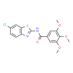 ChemSpider 2D Image | benzamide, N-(6-chloro-2-benzothiazolyl)-3,4,5-trimethoxy- | C17H15ClN2O4S