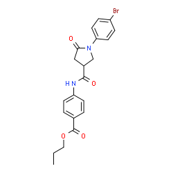 ChemSpider 2D Image | Propyl 4-({[1-(4-bromophenyl)-5-oxo-3-pyrrolidinyl]carbonyl}amino)benzoate | C21H21BrN2O4