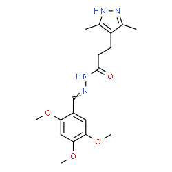 ChemSpider 2D Image | 3-(3,5-Dimethyl-1H-pyrazol-4-yl)-N'-(2,4,5-trimethoxybenzylidene)propanehydrazide | C18H24N4O4