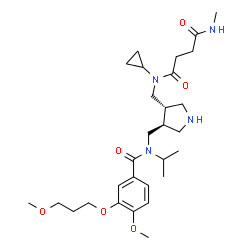 ChemSpider 2D Image | N-Cyclopropyl-N-{[(3S,4S)-4-({isopropyl[4-methoxy-3-(3-methoxypropoxy)benzoyl]amino}methyl)-3-pyrrolidinyl]methyl}-N'-methylsuccinamide | C29H46N4O6