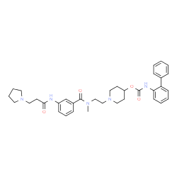 ChemSpider 2D Image | 1-{2-[Methyl(3-{[3-(1-pyrrolidinyl)propanoyl]amino}benzoyl)amino]ethyl}-4-piperidinyl 2-biphenylylcarbamate | C35H43N5O4