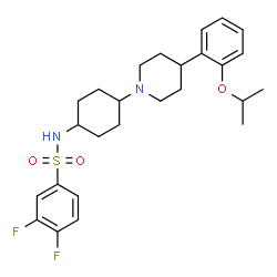 ChemSpider 2D Image | 3,4-Difluoro-N-{4-[4-(2-isopropoxyphenyl)-1-piperidinyl]cyclohexyl}benzenesulfonamide | C26H34F2N2O3S