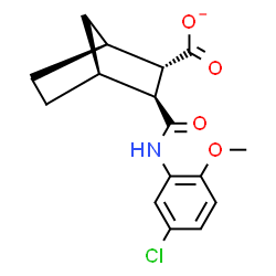 ChemSpider 2D Image | (1S,2S,3S,4S)-3-[(5-Chloro-2-methoxyphenyl)carbamoyl]bicyclo[2.2.1]heptane-2-carboxylate | C16H17ClNO4