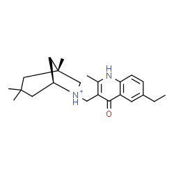 ChemSpider 2D Image | (1R,5S)-6-[(6-Ethyl-2-methyl-4-oxo-1,4-dihydro-3-quinolinyl)methyl]-1,3,3-trimethyl-6-azoniabicyclo[3.2.1]octane | C23H33N2O