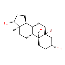 ChemSpider 2D Image | (3alpha,6alpha,9beta,10alpha,13alpha,17alpha)-5-Bromo-6,19-epoxyandrostane-3,17-diol | C19H29BrO3