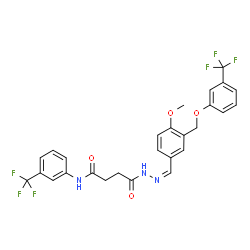ChemSpider 2D Image | 4-[(2Z)-2-(4-Methoxy-3-{[3-(trifluoromethyl)phenoxy]methyl}benzylidene)hydrazino]-4-oxo-N-[3-(trifluoromethyl)phenyl]butanamide | C27H23F6N3O4