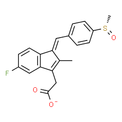 ChemSpider 2D Image | [(1E)-5-Fluoro-2-methyl-1-{4-[(S)-methylsulfinyl]benzylidene}-1H-inden-3-yl]acetate | C20H16FO3S