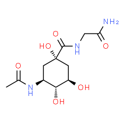 ChemSpider 2D Image | (1S,3S,4R,5R)-3-Acetamido-N-(2-amino-2-oxoethyl)-1,4,5-trihydroxycyclohexanecarboxamide | C11H19N3O6