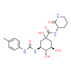 ChemSpider 2D Image | (1S,3R,4R,5S)-1,3,4-Trihydroxy-5-{[(4-methylphenyl)carbamoyl]amino}-N-[(3S)-2-oxo-3-piperidinyl]cyclohexanecarboxamide | C20H28N4O6