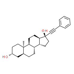 ChemSpider 2D Image | (3alpha,5alpha,10alpha,13alpha,14beta,17alpha)-21-Phenyl-18-norpregn-20-yne-3,17-diol | C26H34O2