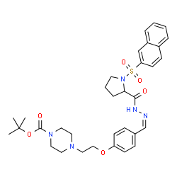 ChemSpider 2D Image | 2-Methyl-2-propanyl 4-(2-{4-[(Z)-({[1-(2-naphthylsulfonyl)-2-pyrrolidinyl]carbonyl}hydrazono)methyl]phenoxy}ethyl)-1-piperazinecarboxylate (non-preferred name) | C33H41N5O6S