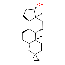 ChemSpider 2D Image | (3R,5S,8R,9S,10S,13S,14R,17S)-10,13-Dimethylhexadecahydrospiro[cyclopenta[a]phenanthrene-3,2'-thiiran]-17-ol | C20H32OS