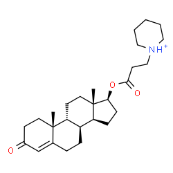ChemSpider 2D Image | (8alpha,9beta,17beta)-3-Oxo-17-{[3-(1-piperidiniumyl)propanoyl]oxy}androst-4-ene | C27H42NO3