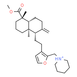 ChemSpider 2D Image | 1-[(3-{2-[(1S,4aR,5S,8aR)-5-(Methoxycarbonyl)-5,8a-dimethyl-2-methylenedecahydro-1-naphthalenyl]ethyl}-2-furyl)methyl]piperidinium | C27H42NO3