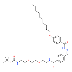 ChemSpider 2D Image | 2-Methyl-2-propanyl (2-{2-[2-({4-[(Z)-{[4-(decyloxy)benzoyl]hydrazono}methyl]benzoyl}amino)ethoxy]ethoxy}ethyl)carbamate | C36H54N4O7