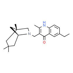 ChemSpider 2D Image | 6-Ethyl-2-methyl-3-{[(1R,5S)-1,3,3-trimethyl-6-azabicyclo[3.2.1]oct-6-yl]methyl}-4(1H)-quinolinone | C23H32N2O