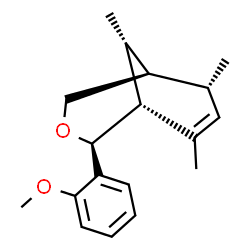 ChemSpider 2D Image | (1R,4S,5R,8R,9R)-4-(2-Methoxyphenyl)-6,8,9-trimethyl-3-oxabicyclo[3.3.1]non-6-ene | C18H24O2