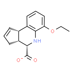 ChemSpider 2D Image | (3aR,4S,9bS)-6-Ethoxy-3a,4,5,9b-tetrahydro-3H-cyclopenta[c]quinoline-4-carboxylate | C15H16NO3