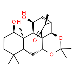 ChemSpider 2D Image | (1R,2R,6R,8R,12R,13R,14R,15S,17S,18S)-12,15-Dihydroxy-4,4,9,9,13,18-hexamethyl-3,5-dioxapentacyclo[12.5.0.0~1,6~.0~2,17~.0~8,13~]nonadecan-19-one | C23H36O5