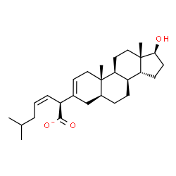 ChemSpider 2D Image | (2S,3Z)-2-[(5alpha,8alpha,14beta,17beta)-17-Hydroxyandrost-2-en-3-yl]-6-methyl-3-heptenoate | C27H41O3
