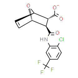 ChemSpider 2D Image | (1R,2R,3R,4S)-3-{[2-Chloro-5-(trifluoromethyl)phenyl]carbamoyl}-7-oxabicyclo[2.2.1]hept-5-ene-2-carboxylate | C15H10ClF3NO4