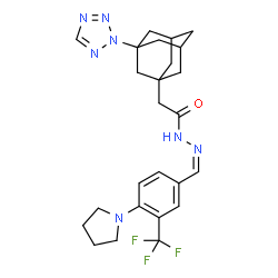 ChemSpider 2D Image | N'-{(Z)-[4-(1-Pyrrolidinyl)-3-(trifluoromethyl)phenyl]methylene}-2-[3-(2H-tetrazol-2-yl)adamantan-1-yl]acetohydrazide | C25H30F3N7O