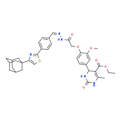 ChemSpider 2D Image | Ethyl 4-(4-{2-[(2Z)-2-{4-[4-(adamantan-1-yl)-1,3-thiazol-2-yl]benzylidene}hydrazino]-2-oxoethoxy}-3-methoxyphenyl)-6-methyl-2-oxo-1,2,3,4-tetrahydro-5-pyrimidinecarboxylate | C37H41N5O6S